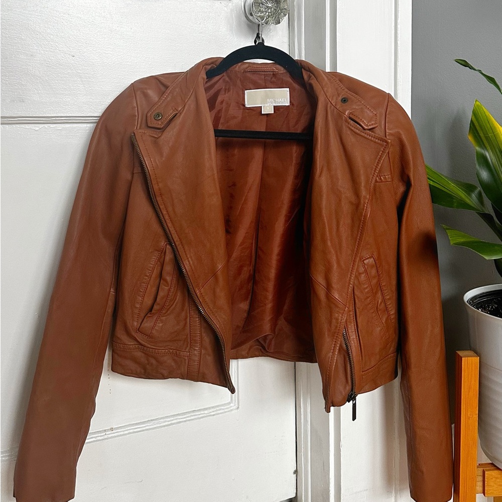 Michael Kors Brown Leather Jacket